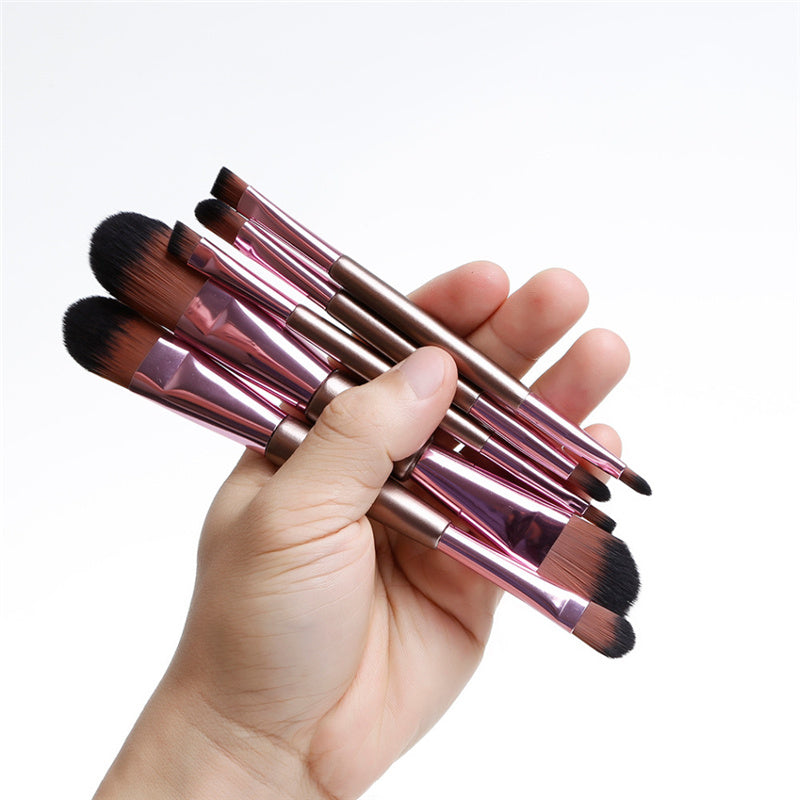 5pcs Double-Ended Makeup Brush Set - Rose Gold
